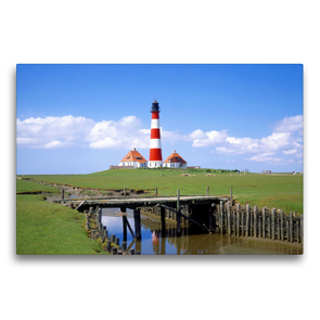 Premium Textil-Leinwand 75 x 50 cm Quer-Format Leuchtturm Westerhever | Wandbild, HD-Bild auf Keilrahmen, Fertigbild auf hochwertigem Vlies, Leinwanddruck von Lothar Reupert