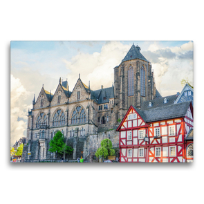 Premium Textil-Leinwand 75 x 50 cm Quer-Format Marburg Impressionen | Wandbild, HD-Bild auf Keilrahmen, Fertigbild auf hochwertigem Vlies, Leinwanddruck von Dirk Meutzner