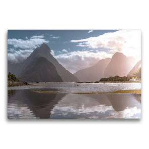 Premium Textil-Leinwand 75 x 50 cm Quer-Format Milford Sound | Wandbild, HD-Bild auf Keilrahmen, Fertigbild auf hochwertigem Vlies, Leinwanddruck von Alexander Höntschel