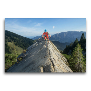 Premium Textil-Leinwand 75 x 50 cm Quer-Format Mit dem Mountainbike auf einem Grad | Wandbild, HD-Bild auf Keilrahmen, Fertigbild auf hochwertigem Vlies, Leinwanddruck von Franz Faltermaier