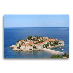 Premium Textil-Leinwand 75 x 50 cm Quer-Format Montenegro – Sveti Stefan | Wandbild, HD-Bild auf Keilrahmen, Fertigbild auf hochwertigem Vlies, Leinwanddruck von Melanie Sommer – Visit and Love