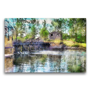 Premium Textil-Leinwand 75 x 50 cm Quer-Format Nadelwehr an der Havel bei Gülpe | Wandbild, HD-Bild auf Keilrahmen, Fertigbild auf hochwertigem Vlies, Leinwanddruck von Anja Frost