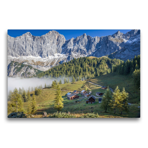 Premium Textil-Leinwand 75 x 50 cm Quer-Format Neustattalm (1.530 m) vor der Dachstein-Südwand | Wandbild, HD-Bild auf Keilrahmen, Fertigbild auf hochwertigem Vlies, Leinwanddruck von Christian Müringer