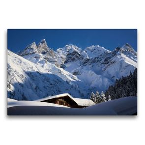 Premium Textil-Leinwand 75 x 50 cm Quer-Format Oberstdorf – Allgäuer Alpen mit Trettachspitze, Mädelgabel und Hochfrottspitze | Wandbild, HD-Bild auf Keilrahmen, Fertigbild auf hochwertigem Vlies, Leinwanddruck von Andreas Riedmiller