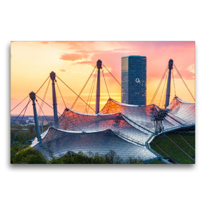 Premium Textil-Leinwand 75 x 50 cm Quer-Format Olympiastadion im Olympiapark in München | Wandbild, HD-Bild auf Keilrahmen, Fertigbild auf hochwertigem Vlies, Leinwanddruck von Werner Dieterich