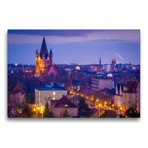 Premium Textil-Leinwand 75 x 50 cm Quer-Format Pauluskirche in Halle-Saale | Wandbild, HD-Bild auf Keilrahmen, Fertigbild auf hochwertigem Vlies, Leinwanddruck von Martin Wasilewski