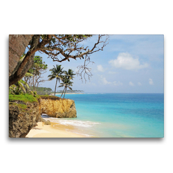 Premium Textil-Leinwand 75 x 50 cm Quer-Format Perfektes Urlaubsfeeling am paradisischen Sandstrand mit Palmen und türkisfarbenem Wasser | Wandbild, HD-Bild auf Keilrahmen, Fertigbild auf hochwertigem Vlies, Leinwanddruck von CALVENDO