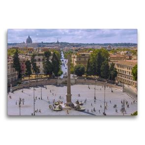 Premium Textil-Leinwand 75 x 50 cm Quer-Format Piazza del Popolo | Wandbild, HD-Bild auf Keilrahmen, Fertigbild auf hochwertigem Vlies, Leinwanddruck von Hanna Wagner