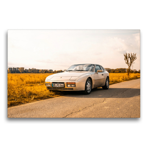 Premium Textil-Leinwand 75 x 50 cm Quer-Format Porsche 944 S2 in herbstlicher Landschaft | Wandbild, HD-Bild auf Keilrahmen, Fertigbild auf hochwertigem Vlies, Leinwanddruck von Björn Reiss