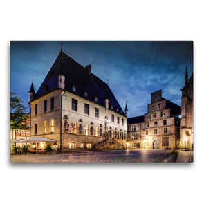 Premium Textil-Leinwand 75 x 50 cm Quer-Format Rathaus Osnabrück mit Stadtwaage im Abendlicht | Wandbild, HD-Bild auf Keilrahmen, Fertigbild auf hochwertigem Vlies, Leinwanddruck von Kurt Krause