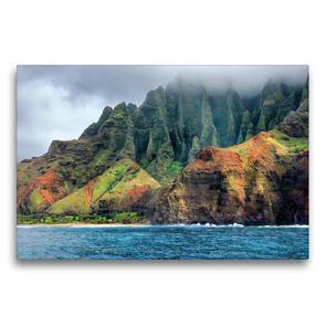 Premium Textil-Leinwand 75 x 50 cm Quer-Format Rauhe Steilküste Napali Coast auf der Insel Kauai in Hawaii | Wandbild, HD-Bild auf Keilrahmen, Fertigbild auf hochwertigem Vlies, Leinwanddruck von Sandra Schänzer