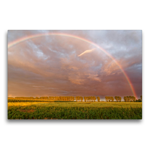 Premium Textil-Leinwand 75 x 50 cm Quer-Format Regenbogen am Abendhimmel | Wandbild, HD-Bild auf Keilrahmen, Fertigbild auf hochwertigem Vlies, Leinwanddruck von Rolf Pötsch