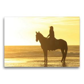 Premium Textil-Leinwand 75 x 50 cm Quer-Format Romantisch … Sonnenuntergang am Strand | Wandbild, HD-Bild auf Keilrahmen, Fertigbild auf hochwertigem Vlies, Leinwanddruck von Petra Eckerl Tierfotografie www.petraeckerl.com