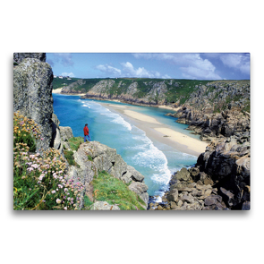 Premium Textil-Leinwand 75 x 50 cm Quer-Format Sagenumwobenes Cornwall – Klippen, blaues Meer, ein Paradies im Südwesten von England | Wandbild, HD-Bild auf Keilrahmen, Fertigbild auf hochwertigem Vlies, Leinwanddruck von CALVENDO