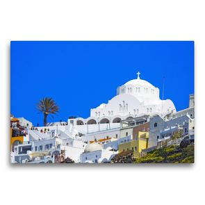 Premium Textil-Leinwand 75 x 50 cm Quer-Format Santorini – Königin der griechischen Inseln | Wandbild, HD-Bild auf Keilrahmen, Fertigbild auf hochwertigem Vlies, Leinwanddruck von Melanie Sommer