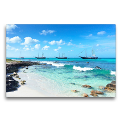 Premium Textil-Leinwand 75 x 50 cm Quer-Format Schnorchel-Stopp beim Segeltörn auf Aruba in der Karibik | Wandbild, HD-Bild auf Keilrahmen, Fertigbild auf hochwertigem Vlies, Leinwanddruck von Anya Baxter