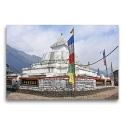 Premium Textil-Leinwand 75 x 50 cm Quer-Format Schöner Stupa im Dorf Chaurikharka im Solu Khumbu auf 2650 m Höhe | Wandbild, HD-Bild auf Keilrahmen, Fertigbild auf hochwertigem Vlies, Leinwanddruck von Ulrich Senff