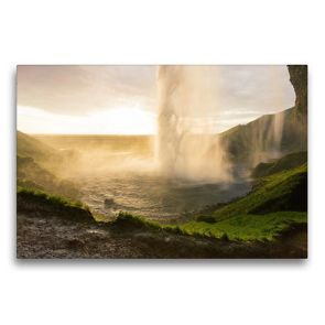 Premium Textil-Leinwand 75 x 50 cm Quer-Format Seljandsfoss Island | Wandbild, HD-Bild auf Keilrahmen, Fertigbild auf hochwertigem Vlies, Leinwanddruck von Johann Schörkhuber