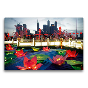 Premium Textil-Leinwand 75 x 50 cm Quer-Format Singapore River Hong Bao Carnival | Wandbild, HD-Bild auf Keilrahmen, Fertigbild auf hochwertigem Vlies, Leinwanddruck von Peter Schickert