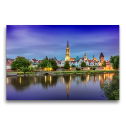 Premium Textil-Leinwand 75 x 50 cm Quer-Format Skyline der Stadt Ulm | Wandbild, HD-Bild auf Keilrahmen, Fertigbild auf hochwertigem Vlies, Leinwanddruck von Melanie Viola