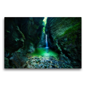 Premium Textil-Leinwand 75 x 50 cm Quer-Format Socatal, Kozjak Wasserfall | Wandbild, HD-Bild auf Keilrahmen, Fertigbild auf hochwertigem Vlies, Leinwanddruck von Jörg Schmöe