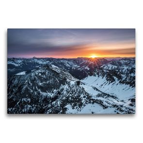 Premium Textil-Leinwand 75 x 50 cm Quer-Format Sonnenaufgang im Karwendel | Wandbild, HD-Bild auf Keilrahmen, Fertigbild auf hochwertigem Vlies, Leinwanddruck von Maik Bergpixel Major