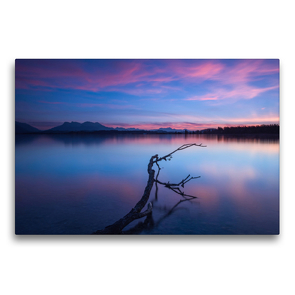 Premium Textil-Leinwand 75 x 50 cm Quer-Format Sonnenuntergang am Chiemsee | Wandbild, HD-Bild auf Keilrahmen, Fertigbild auf hochwertigem Vlies, Leinwanddruck von David Wolf