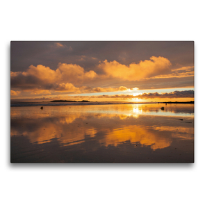 Premium Textil-Leinwand 75 x 50 cm Quer-Format Sonnenuntergang am Plage de Kerhillio | Wandbild, HD-Bild auf Keilrahmen, Fertigbild auf hochwertigem Vlies, Leinwanddruck von Etienne Benoît