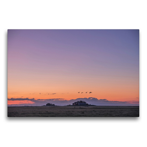 Premium Textil-Leinwand 75 x 50 cm Quer-Format Sonnenuntergang auf der Hallig Langeneß | Wandbild, HD-Bild auf Keilrahmen, Fertigbild auf hochwertigem Vlies, Leinwanddruck von Annett Mirsberger