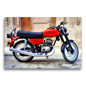 Premium Textil-Leinwand 75 x 50 cm Quer-Format Sowjetisches Motorrad der Marke MINSK in Havanna | Wandbild, HD-Bild auf Keilrahmen, Fertigbild auf hochwertigem Vlies, Leinwanddruck von Henning von Löwis of Menar