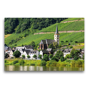 Premium Textil-Leinwand 75 x 50 cm Quer-Format St. Laurentius- Kirche vorm Calmont (Mosel) | Wandbild, HD-Bild auf Keilrahmen, Fertigbild auf hochwertigem Vlies, Leinwanddruck von Anja Frost
