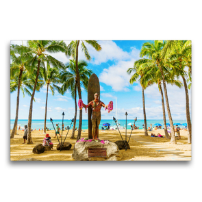 Premium Textil-Leinwand 75 x 50 cm Quer-Format Statue von Duke Kahanamoku, dem Vater des modernen Surfens | Wandbild, HD-Bild auf Keilrahmen, Fertigbild auf hochwertigem Vlies, Leinwanddruck von Christian Müller