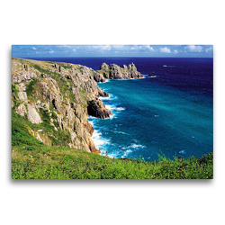 Premium Textil-Leinwand 75 x 50 cm Quer-Format Steile Klippen, rauhe See an der Küste von Cornwall – das englische Paradies im Südwesten des Vereinigten Königreichs | Wandbild, HD-Bild auf Keilrahmen, Fertigbild auf hochwertigem Vlies, Leinwanddruck von CALVENDO