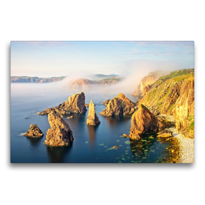 Premium Textil-Leinwand 75 x 50 cm Quer-Format Steilküste auf der Isle of Lewis bei Mangersta auf den Äußeren Hebriden in Schottland | Wandbild, HD-Bild auf Keilrahmen, Fertigbild auf hochwertigem Vlies, Leinwanddruck von Sandra Schänzer