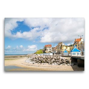 Premium Textil-Leinwand 75 x 50 cm Quer-Format Strandpromenade von Wimereux | Wandbild, HD-Bild auf Keilrahmen, Fertigbild auf hochwertigem Vlies, Leinwanddruck von DannyTchi