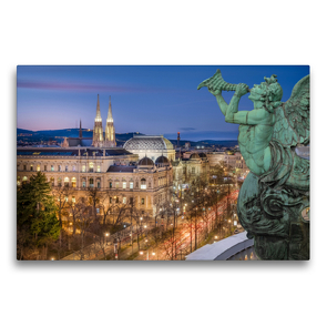 Premium Textil-Leinwand 75 x 50 cm Quer-Format Universität und Votivkirche | Wandbild, HD-Bild auf Keilrahmen, Fertigbild auf hochwertigem Vlies, Leinwanddruck von Karl Heindl