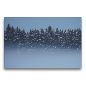 Premium Textil-Leinwand 75 x 50 cm Quer-Format Wald im Nebel | Wandbild, HD-Bild auf Keilrahmen, Fertigbild auf hochwertigem Vlies, Leinwanddruck von kattobello