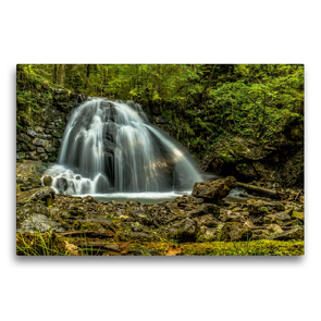 Premium Textil-Leinwand 75 x 50 cm Quer-Format Wasserfall bei Oberstdorf | Wandbild, HD-Bild auf Keilrahmen, Fertigbild auf hochwertigem Vlies, Leinwanddruck von Michael Wenk