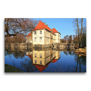 Premium Textil-Leinwand 75 x 50 cm Quer-Format Wasserschloss Strünkede in Herne-Baukau. | Wandbild, HD-Bild auf Keilrahmen, Fertigbild auf hochwertigem Vlies, Leinwanddruck von Michael Jäger