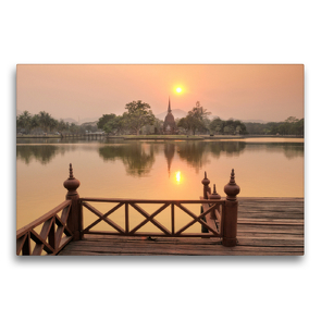 Premium Textil-Leinwand 75 x 50 cm Quer-Format Wat Sa Si, Sukhothai Historical Park, UNESCO World Heritage Site | Wandbild, HD-Bild auf Keilrahmen, Fertigbild auf hochwertigem Vlies, Leinwanddruck von Christian Heeb