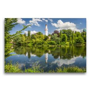 Premium Textil-Leinwand 75 x 50 cm Quer-Format Weiher im Schloßpark von Bad Homburg | Wandbild, HD-Bild auf Keilrahmen, Fertigbild auf hochwertigem Vlies, Leinwanddruck von Christian Müringer