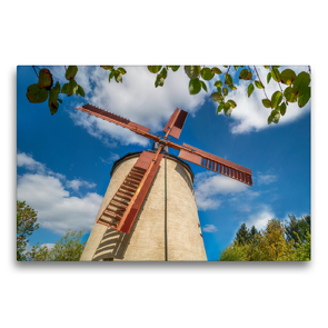 Premium Textil-Leinwand 75 x 50 cm Quer-Format Windmühle in Syrau – einzige erhaltene Windmühle im Vogtland | Wandbild, HD-Bild auf Keilrahmen, Fertigbild auf hochwertigem Vlies, Leinwanddruck von Ulrich Männel www.studio-fifty-five.de