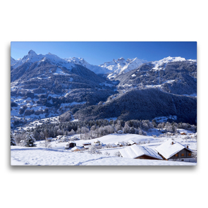 Premium Textil-Leinwand 75 x 50 cm Quer-Format Winterlandschaft im Montafon | Wandbild, HD-Bild auf Keilrahmen, Fertigbild auf hochwertigem Vlies, Leinwanddruck von Andreas Riedmiller