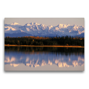 Premium Textil-Leinwand 75 x 50 cm Quer-Format Wrangell Mountains, Deadman Lake, Alaska | Wandbild, HD-Bild auf Keilrahmen, Fertigbild auf hochwertigem Vlies, Leinwanddruck von Christian Heeb