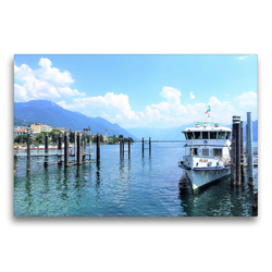 Premium Textil-Leinwand 75 x 50 cm Quer-Format Wunderschöner Lago Maggiore: Bilderbuchidylle in Locarno. | Wandbild, HD-Bild auf Keilrahmen, Fertigbild auf hochwertigem Vlies, Leinwanddruck von Christine Konkel