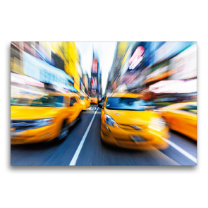 Premium Textil-Leinwand 75 x 50 cm Quer-Format Yellow Cabs brausen durch die Strassen von New York | Wandbild, HD-Bild auf Keilrahmen, Fertigbild auf hochwertigem Vlies, Leinwanddruck von CALVENDO