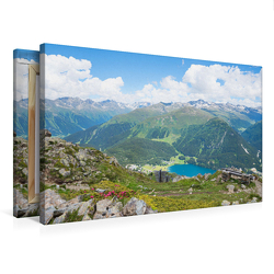 Premium Textil-Leinwand 750 x 500 cm Quer-Format Höhenweg Parsenn Davos | Wandbild, HD-Bild auf Keilrahmen, Fertigbild auf hochwertigem Vlies, Leinwanddruck von None SusaZoom