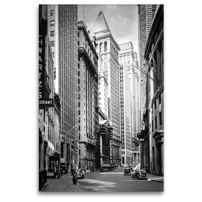 Premium Textil-Leinwand 80 x 120 cm Hoch-Format Broad Street looking toward Wall Street, Manhattan, 1936 | Wandbild, HD-Bild auf Keilrahmen, Fertigbild auf hochwertigem Vlies, Leinwanddruck von Christian Müringer