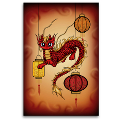 Premium Textil-Leinwand 80 x 120 cm Hoch-Format Chinesischer Drache | Wandbild, HD-Bild auf Keilrahmen, Fertigbild auf hochwertigem Vlies, Leinwanddruck von Petra Haberhauer / Pezi Creation