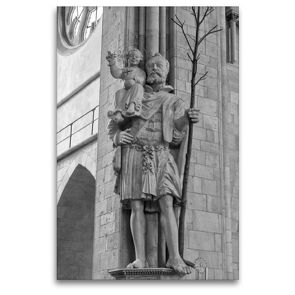 Premium Textil-Leinwand 80 x 120 cm Hoch-Format Christopherusstatue im St. Paulus Dom | Wandbild, HD-Bild auf Keilrahmen, Fertigbild auf hochwertigem Vlies, Leinwanddruck von kattobello